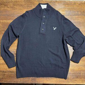 American Eagle Classic Fit Pullover Knit Sweater Sz. XL Mock Neck 1/4 Zip/Button